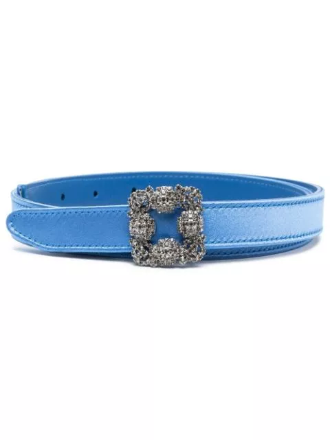 Manolo Blahnik Hangisi 20mm crystal-embellished belt Women 0113